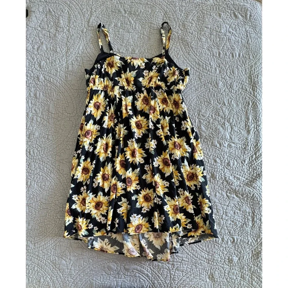 Torrid Sunflower Babydoll Dress 00 Pockets Sleeveless Summer Sundress Boho - Picture 8 of 8
